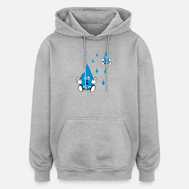 Kleine Wassertropfen Freunde - Oversized Unisex Hoodie - Grau meliert