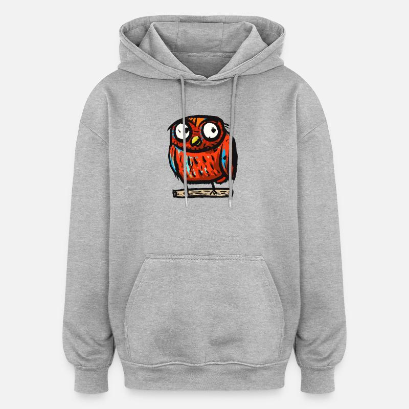 Eule - Oversized Unisex Hoodie - Grau meliert