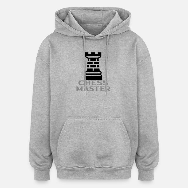 Échecs - Sweat à capuche oversize unisexe - gris chiné