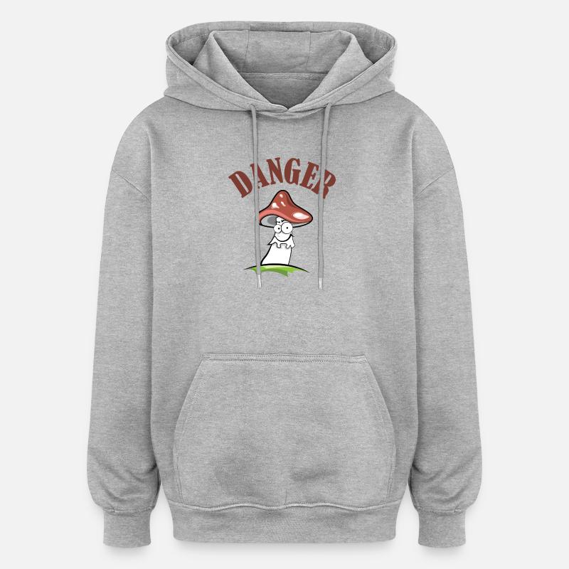 Toadstool danger symbol comic funny - Oversized Unisex Hoodie - heather grey