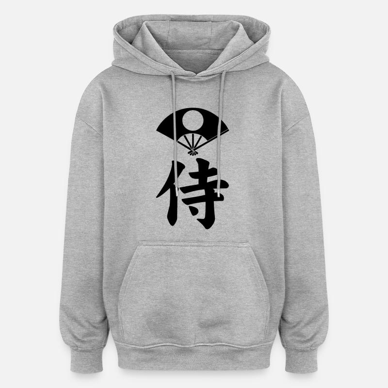Samurai-Emblem des Satake-Clans (schwarz) - Oversized Unisex Hoodie - Grau meliert