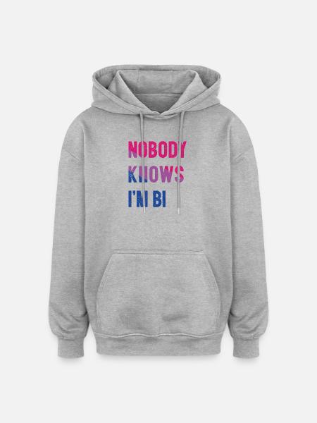 LGBT Pride Month - Nobody Knows I'm Bi - Oversized Unisex Hoodie - heather grey