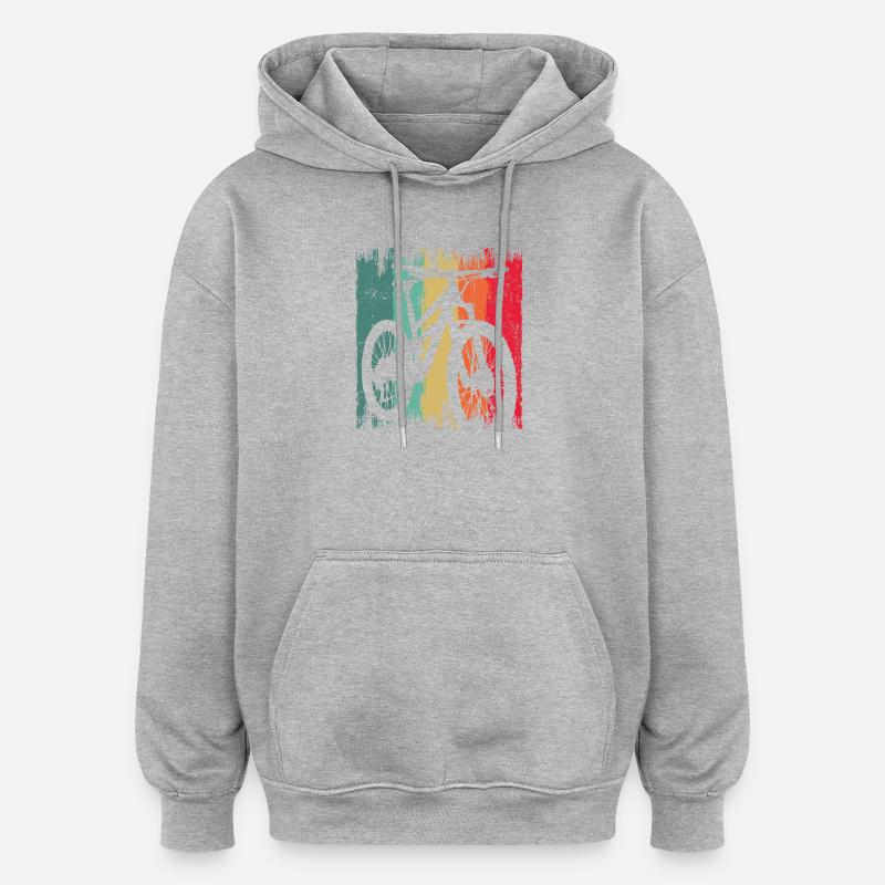 Silhouette de vélo grunge arc-en-ciel - Sweat à capuche oversize unisexe - gris chiné