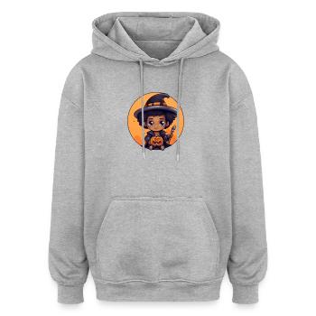 Cute Witch Child Halloween Design - Oversized Unisex Hoodie - heather grey - Front - Noah (186cm)