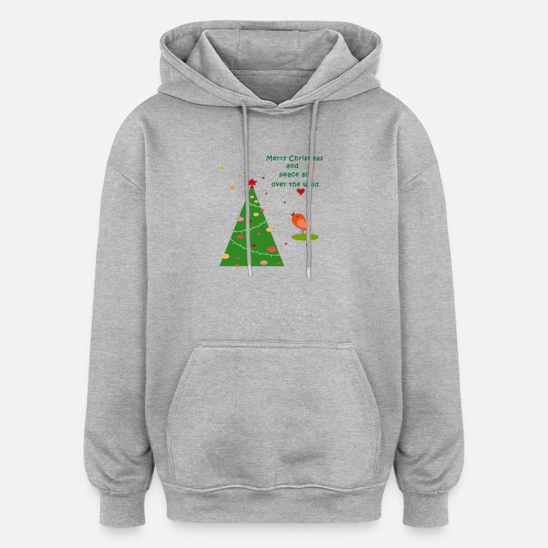 Joyeux Noël Paix - Sweat à capuche oversize unisexe - gris chiné