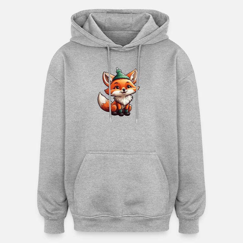 Fuchs - Oversized Unisex Hoodie - Grau meliert
