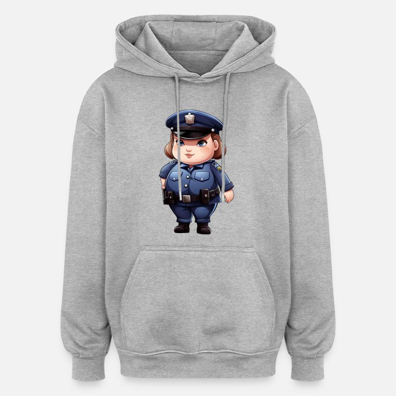 Grosse policière - Sweat à capuche oversize unisexe - gris chiné
