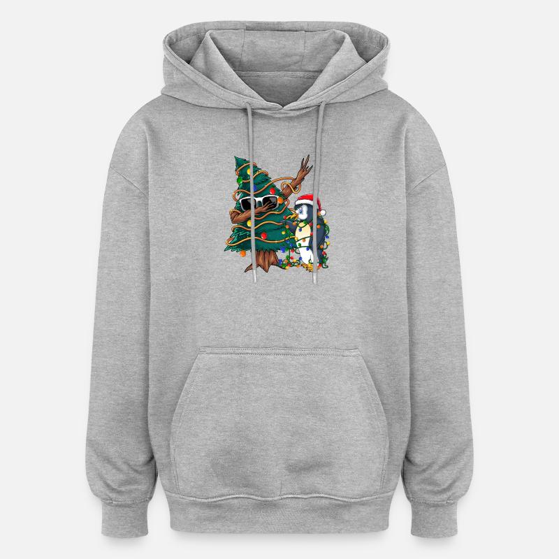Dapping Tannenbaum -Dapping Weihnachtspullover - Oversized Unisex Hoodie - Grau meliert