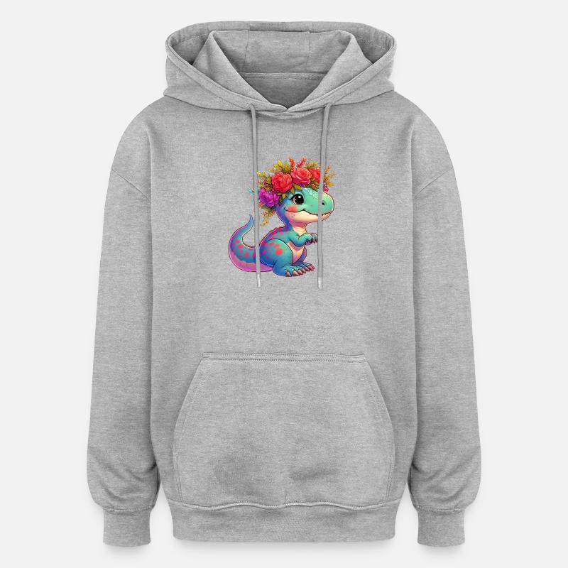 Dinosaure - Sweat à capuche oversize unisexe - gris chiné