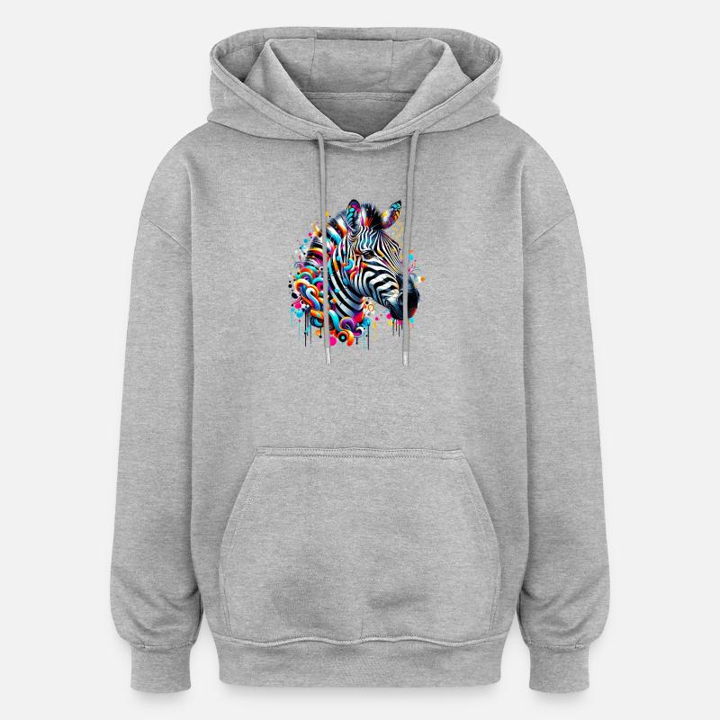 Zèbre - Sweat à capuche oversize unisexe - gris chiné