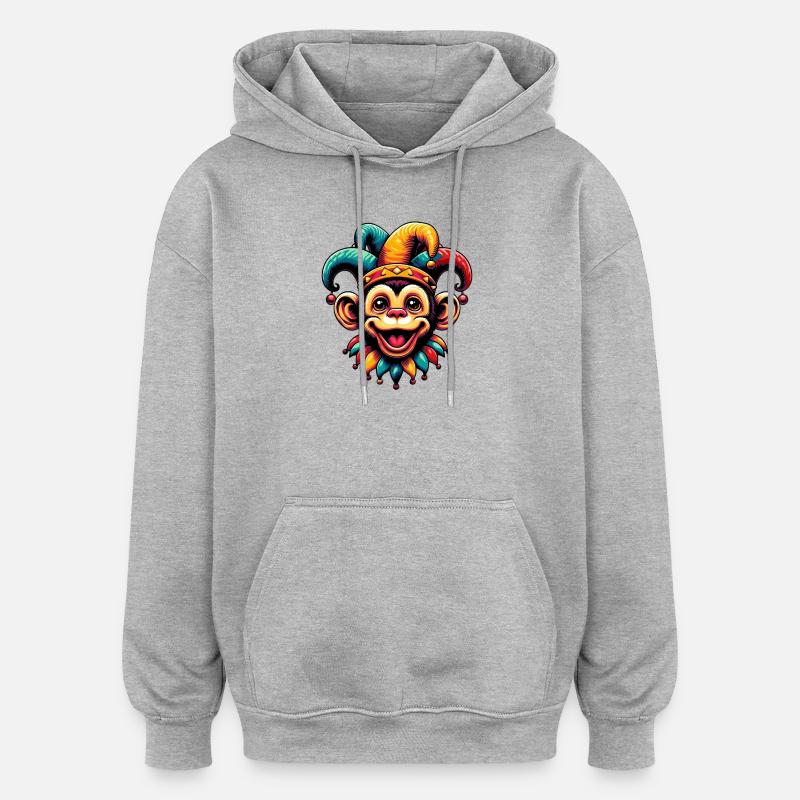 Monkey Jester - Oversized Unisex Hoodie - heather grey