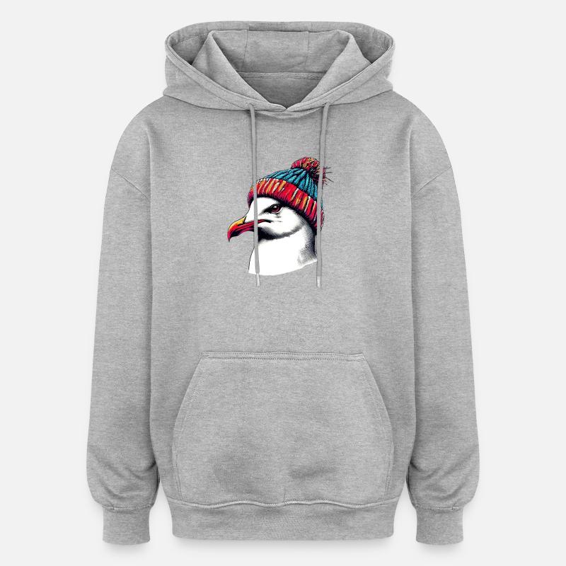 Möwe - Oversized Unisex Hoodie - Grau meliert