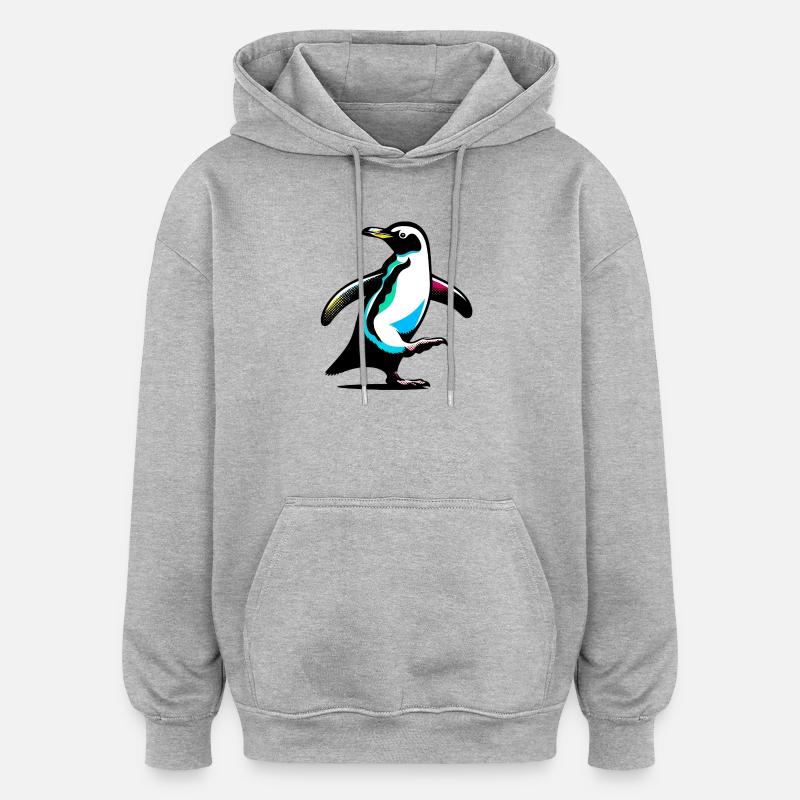 Pingouin - Sweat à capuche oversize unisexe - gris chiné