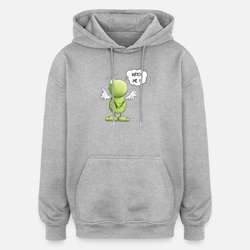 Frosch Engel Unschuld Who Me Spruch - Oversized Unisex Hoodie - Grau meliert