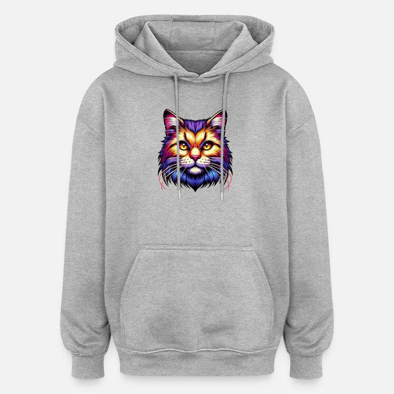 Cat - Oversized Unisex Hoodie - heather grey