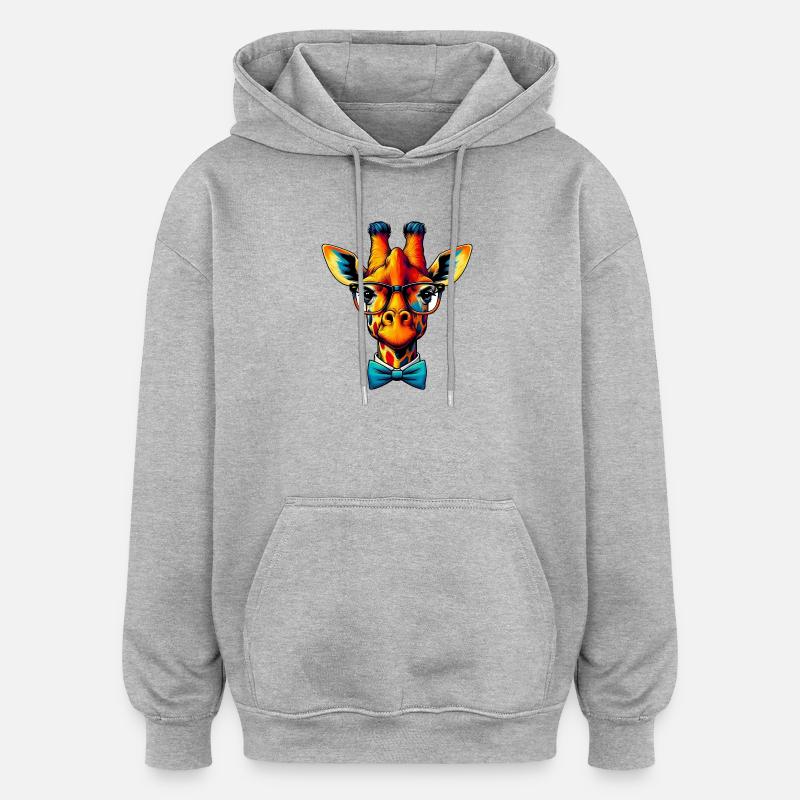 Girafe - Sweat à capuche oversize unisexe - gris chiné