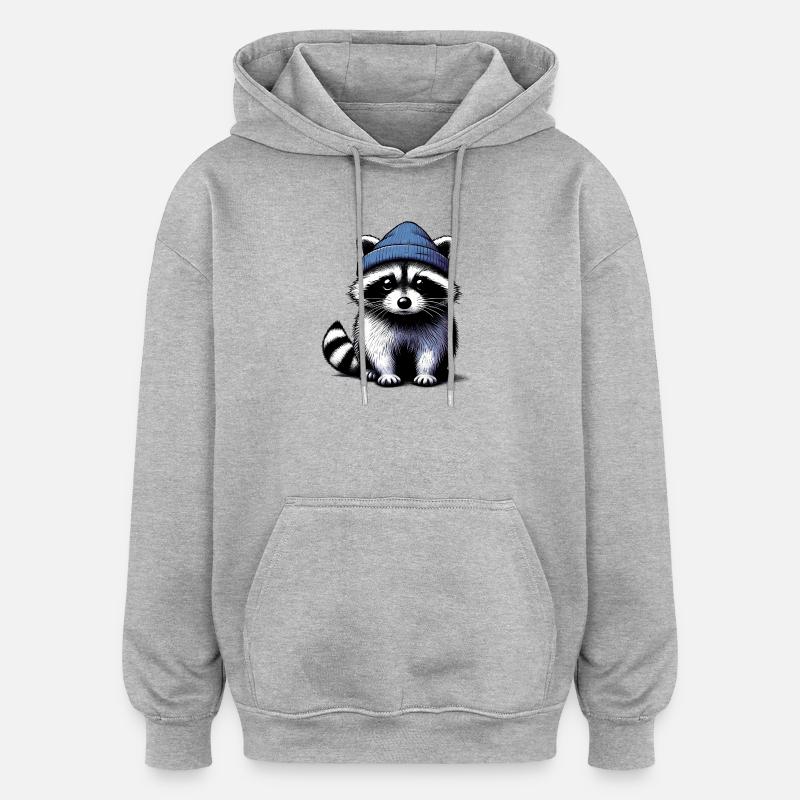 Waschbär - Oversized Unisex Hoodie - Grau meliert