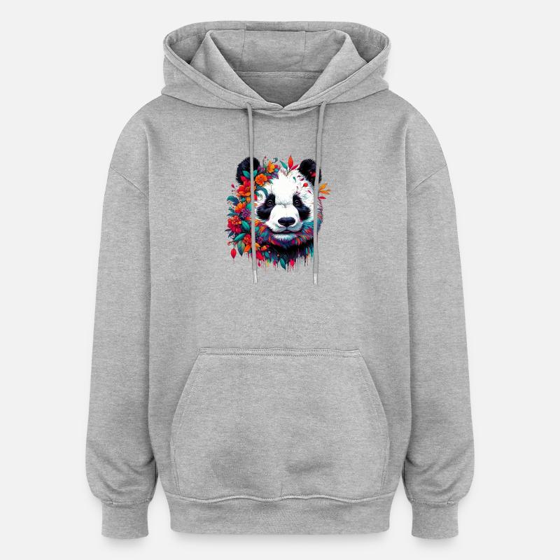 Panda - Sweat à capuche oversize unisexe - gris chiné