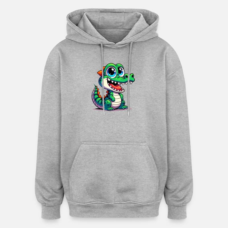 Alligator Crocodile - Sweat à capuche oversize unisexe - gris chiné