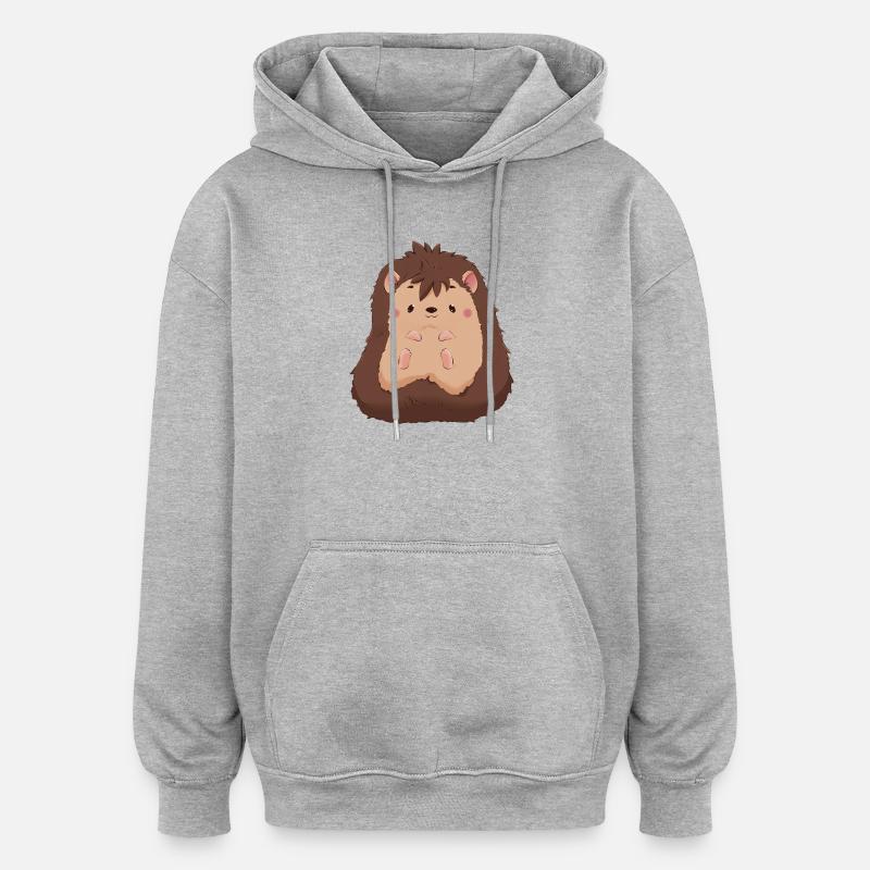 Igel - Oversized Unisex Hoodie - Grau meliert