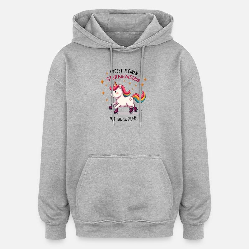 Rollschuh Einhorn - Oversized Unisex Hoodie - Grau meliert