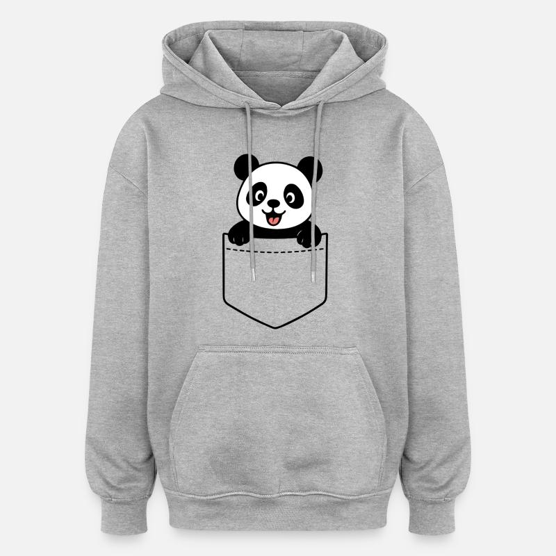 Fröhlicher Panda - Oversized Unisex Hoodie - Grau meliert