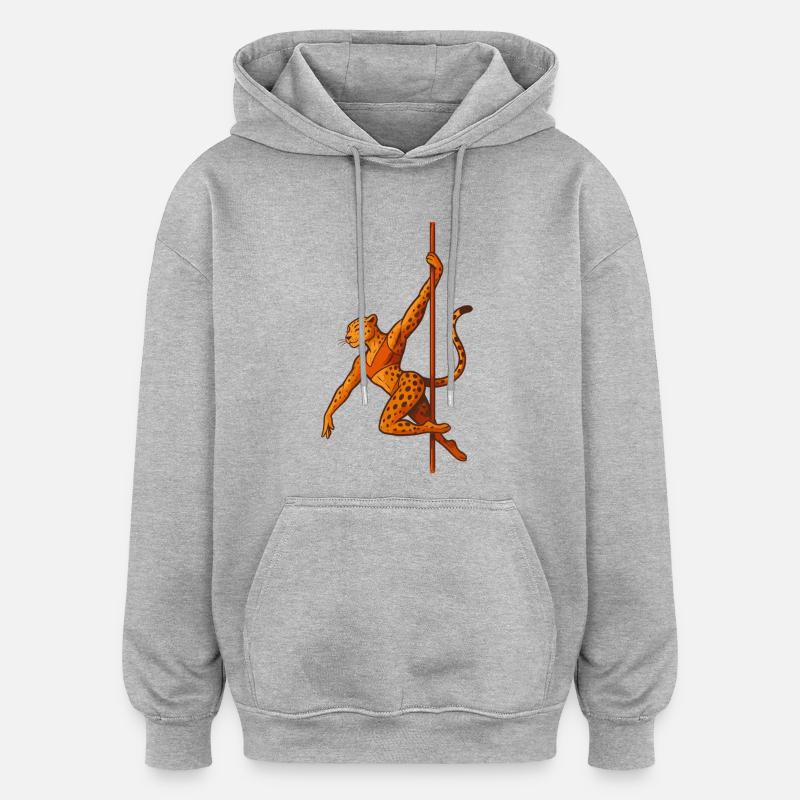 Pole Dance Leopardin Poledancerin Geschenk - Oversized Unisex Hoodie - Grau meliert