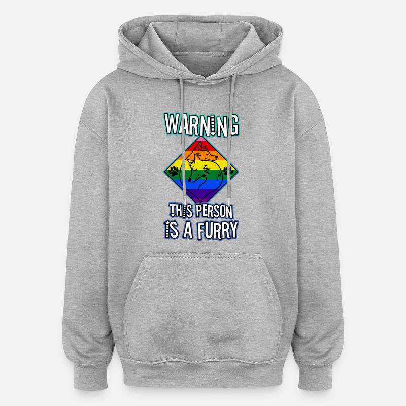 Avertissement Cette personne est un poilu - Sweat à capuche oversize unisexe - gris chiné