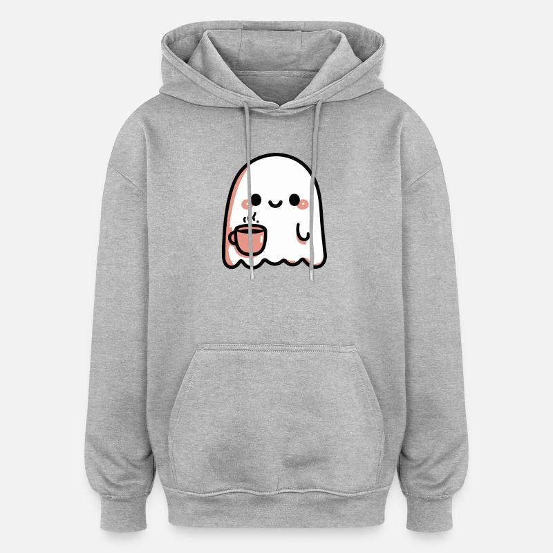 Lächelnder Geist und Pastellkaffee - Oversized Unisex Hoodie - Grau meliert