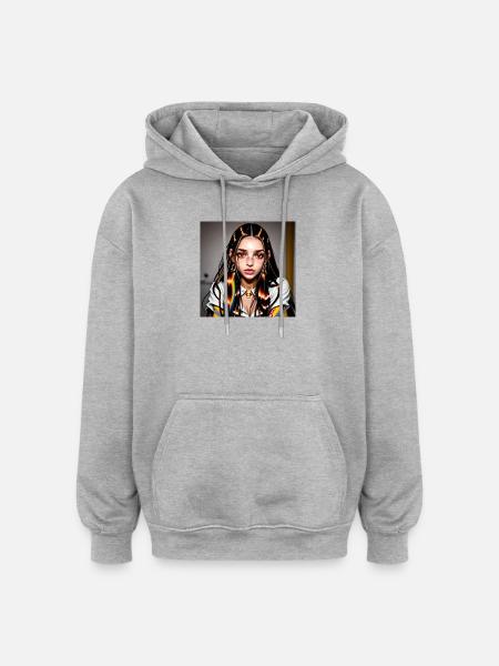 Mehrfarbiges Fantasiegesicht - Oversized Unisex Hoodie - Grau meliert