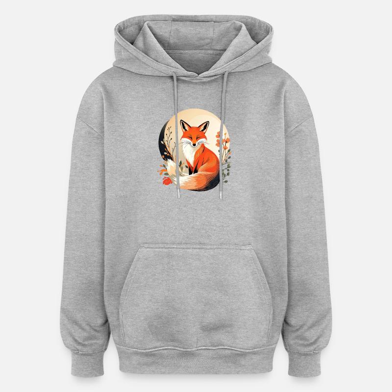 Boho Fox - Oversized Unisex Hoodie - heather grey