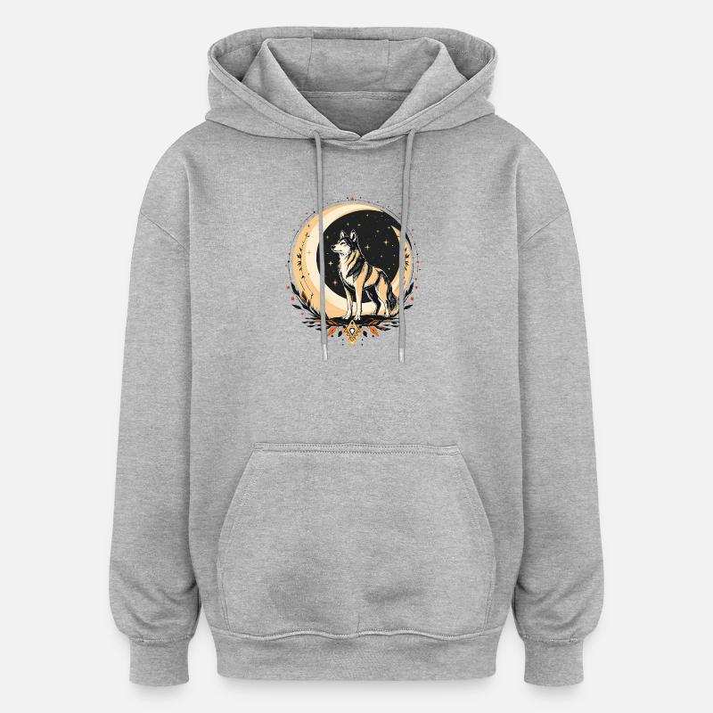 Boho Wolf - Oversized Unisex Hoodie - Grau meliert