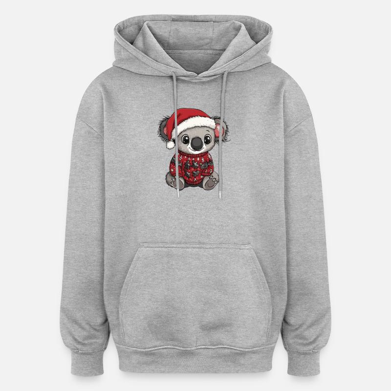 Noël Koala - Sweat à capuche oversize unisexe - gris chiné