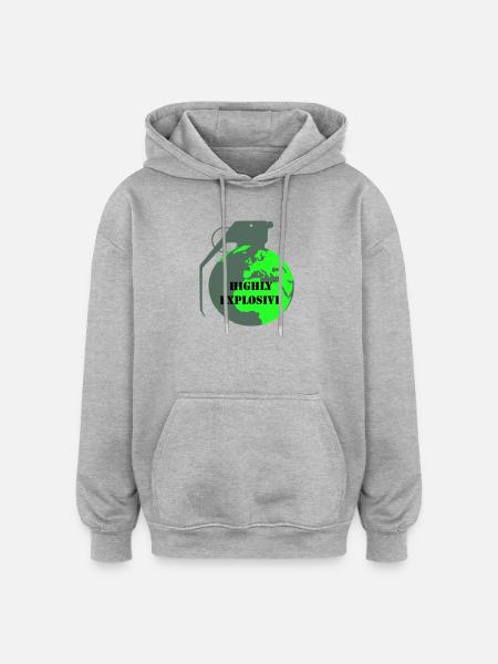 Explosive Erde - Oversized Unisex Hoodie - Grau meliert