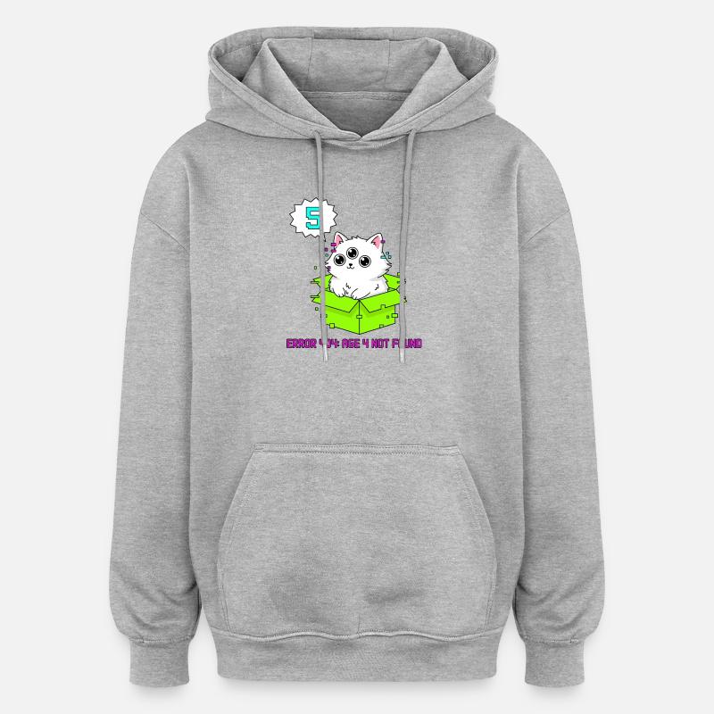Erreur 404 Cat 5e anniversaire - Sweat à capuche oversize unisexe - gris chiné