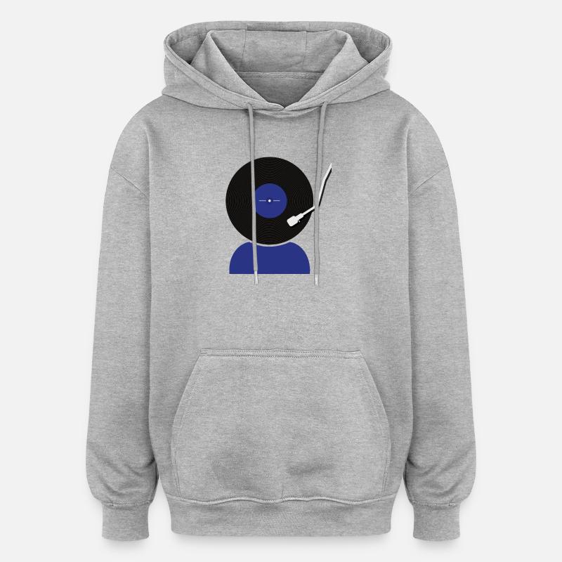 Tête de disque vinyle - Sweat à capuche oversize unisexe - gris chiné