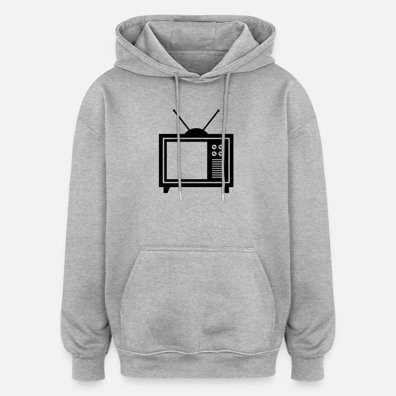 Télévision - Sweat à capuche oversize unisexe - gris chiné
