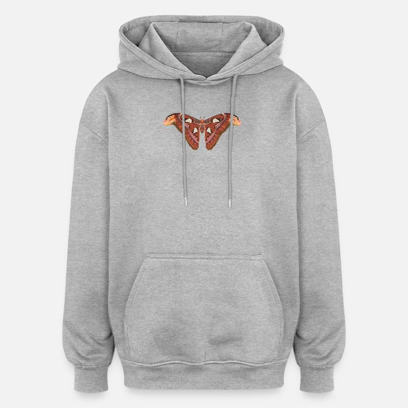 Schmetterlinge: Der Atlasspinner - Sweat à capuche oversize unisexe - gris chiné