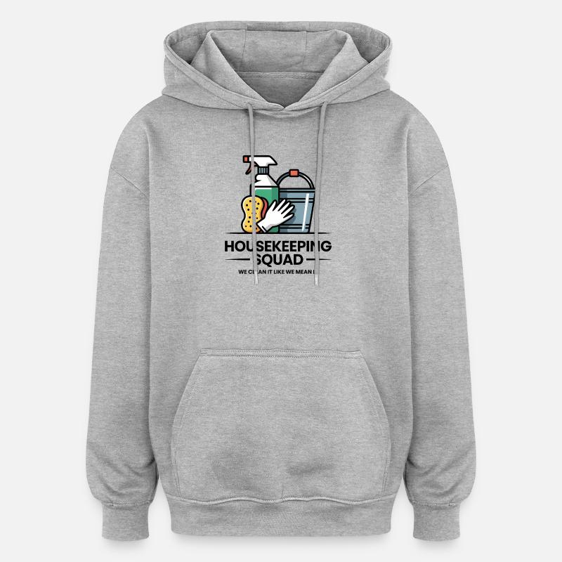 Conception de nettoyage amusante - Sweat à capuche oversize unisexe - gris chiné
