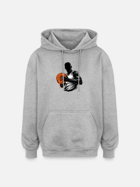 Basketball player with ball - Oversized Unisex Hoodie - heather grey
