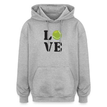 Tennis-Liebhaber - Oversized Unisex Hoodie - Grau meliert - Vorne - Noah (186cm)