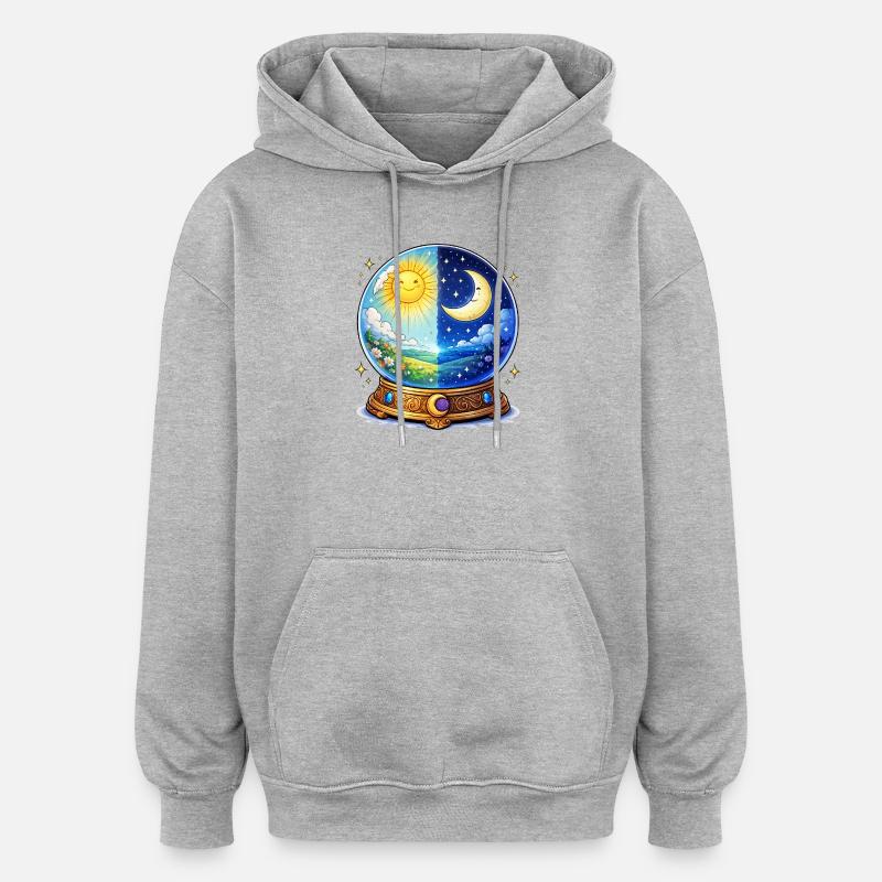 Boule de cristal jour-nuit - Sweat à capuche oversize unisexe - gris chiné
