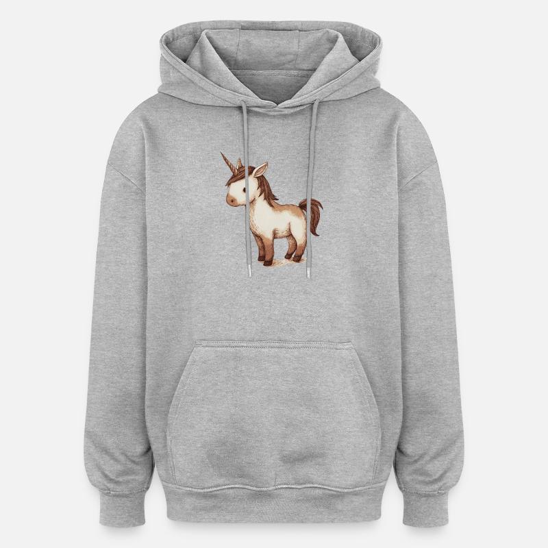 Petite licorne mignonne - Sweat à capuche oversize unisexe - gris chiné