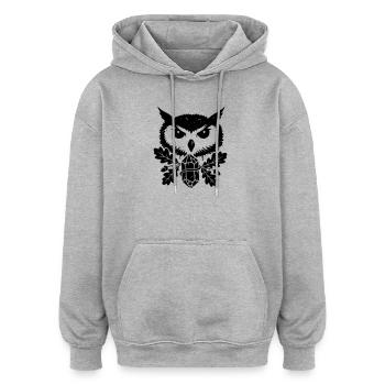 Tatouage de cristal de hibou fantastique - Sweat à capuche oversize unisexe - gris chiné - Devant - Noah (186cm)