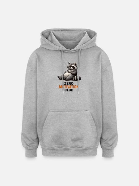 Zero Motivation Waschbärclub - Oversized Unisex Hoodie - Grau meliert