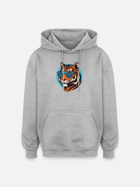Tiger with Sunglasses Pop Art - Oversized Unisex Hoodie - heather grey