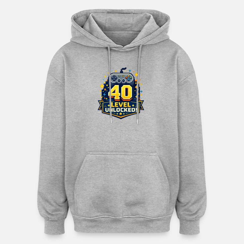 40 Level Unlocked Retro Controller - Oversized Unisex Hoodie - heather grey