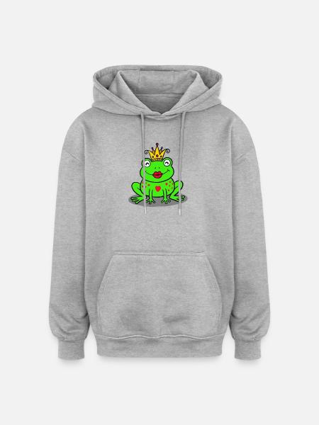 Royal frog with heart - Oversized Unisex Hoodie - heather grey