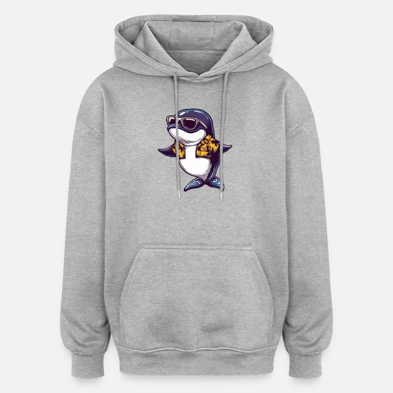 Wal Comic Urlaub - Oversized Unisex Hoodie - Grau meliert