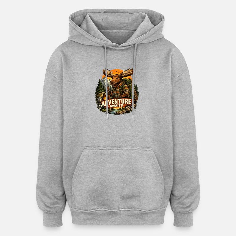 aventure - Sweat à capuche oversize unisexe - gris chiné